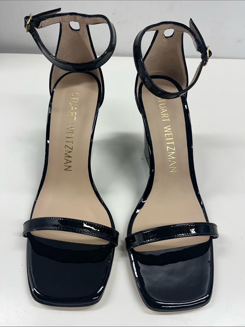New Stuart Weitzman Nudistcurve 85 Wedge in Black Patent Leather Size 10.5 - Picture 6 of 8